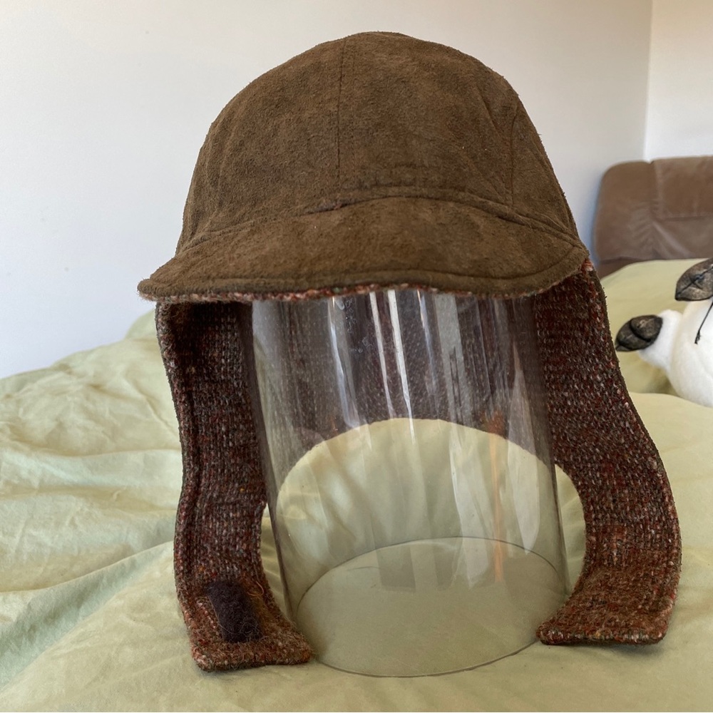 Aviator Hat of wool and ultra suede.